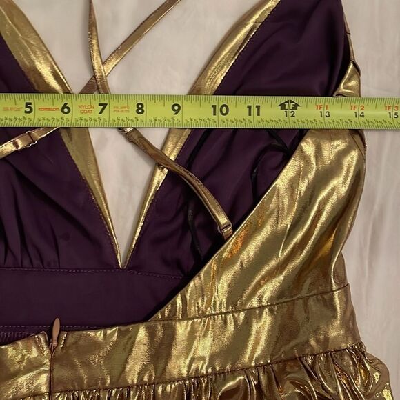 Fate Metallic Gold Cocktail Party Dress Womens Size Small NEW Glam - Picture 5 of 14